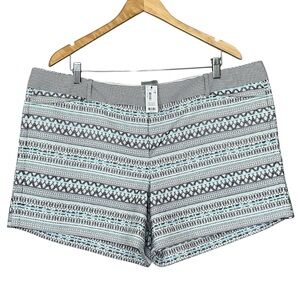 THE LIMITED Embroidered Geometric Jacquard Print Aztec Chino Shorts Womens Sz 18